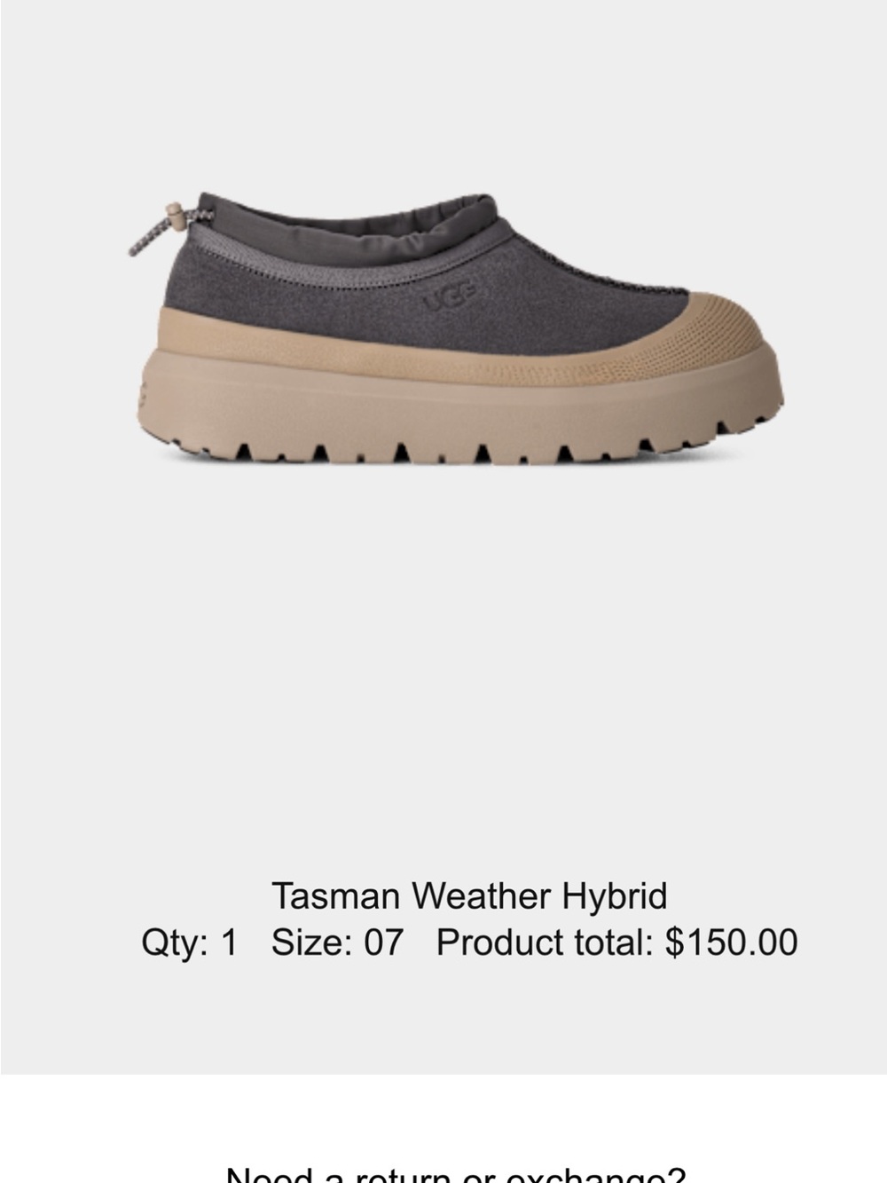 UGG Kids Tasman Weather Hybrid Slip-On in Charcoal and Tan